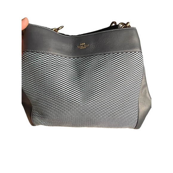 Authentic Coach Lexy Woven Leather Canvas Shoulder Bag - Picture 2 of 16